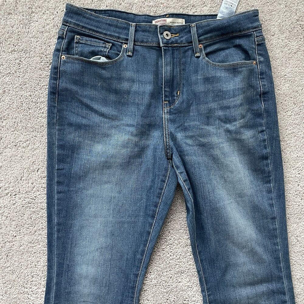 Signature by Levi Strauss Jeans Womens 30x28 Mid Rise Bootcut Stretch Denim - Picture 2 of 10